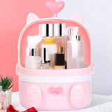 Maxbell Dustproof Makeup Storage Box with Display Lid and Drawer Bathroom Pink