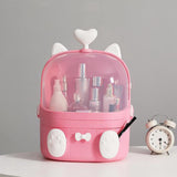 Maxbell Dustproof Makeup Storage Box with Display Lid and Drawer Bathroom Pink