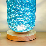 Maxbell Table Lamps USB Wood Base LED Bedside Desk Lamps Nightlight Blue