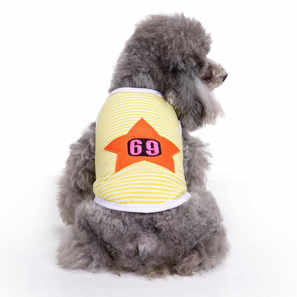 Maxbell Star Pattern Pet Puppy Dog Cat Pet Clothes Dress Vest T Shirt Yellow-L