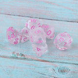 Maxbell 7 Pieces Plastic Clear Transparent Multi-side with Number Dice Set style2