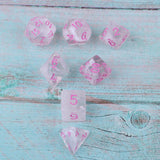Maxbell 7 Pieces Plastic Clear Transparent Multi-side with Number Dice Set style2
