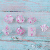 Maxbell 7 Pieces Plastic Clear Transparent Multi-side with Number Dice Set style2