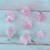 Maxbell 7 Pieces Plastic Clear Transparent Multi-side with Number Dice Set style2