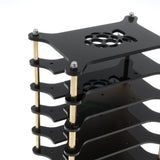 Maxbell Black Acrylic Shell Protective Case for Raspberry Pi 3b+/3b/2b/2b+ 5 Layer