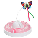 Maxbell Automatic Electric Cat Toy Rotating Butterfly Kitten Toys Teaser Cat Stick Cherry Pink