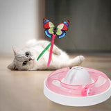 Maxbell Automatic Electric Cat Toy Rotating Butterfly Kitten Toys Teaser Cat Stick Cherry Pink