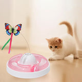 Maxbell Automatic Electric Cat Toy Rotating Butterfly Kitten Toys Teaser Cat Stick Cherry Pink