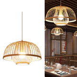 Maxbell Bamboo Wove Pendant Light Hanging Lamp Home Hotel Lighting Fixture D 40x25CM