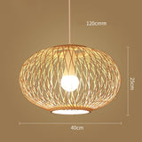 Maxbell Bamboo Wove Pendant Light Hanging Lamp Home Hotel Lighting Fixture D 40x25CM