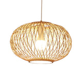 Maxbell Bamboo Wove Pendant Light Hanging Lamp Home Hotel Lighting Fixture D 40x25CM