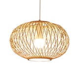 Maxbell Bamboo Wove Pendant Light Hanging Lamp Home Hotel Lighting Fixture D 40x25CM