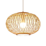 Maxbell Bamboo Wove Pendant Light Hanging Lamp Home Hotel Lighting Fixture D 40x25CM