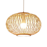 Maxbell Bamboo Wove Pendant Light Hanging Lamp Home Hotel Lighting Fixture D 40x25CM