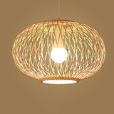 Maxbell Bamboo Wove Pendant Light Hanging Lamp Home Hotel Lighting Fixture D 40x25CM