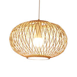 Maxbell Bamboo Wove Pendant Light Hanging Lamp Home Hotel Lighting Fixture D 40x25CM