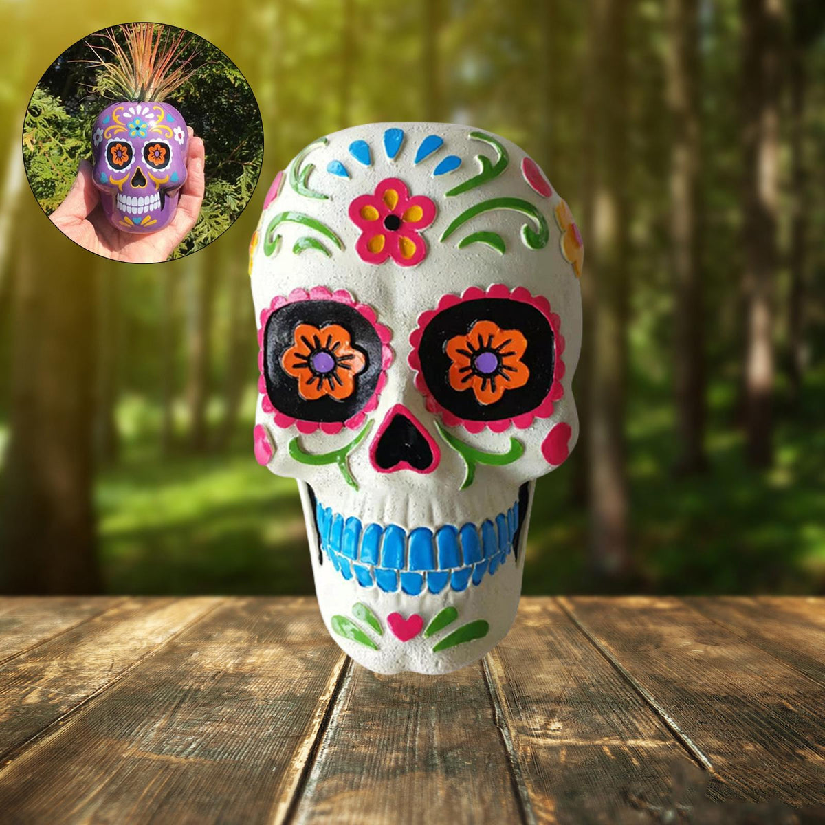 Maxbell Skull Shaped Flower Succulents Pot Planter Holder Halloween Decor  White