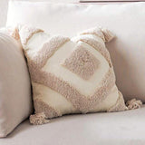 Maxbell Boho Moroccan Throw Pillow Covers Sofa Bed Geometric Tassels Cushion Cases Beige 45x45cm