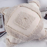 Maxbell Boho Moroccan Throw Pillow Covers Sofa Bed Geometric Tassels Cushion Cases Beige 45x45cm