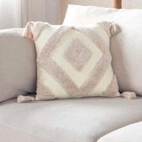 Maxbell Boho Moroccan Throw Pillow Covers Sofa Bed Geometric Tassels Cushion Cases Beige 45x45cm