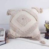 Maxbell Boho Moroccan Throw Pillow Covers Sofa Bed Geometric Tassels Cushion Cases Beige 45x45cm