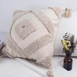 Maxbell Boho Moroccan Throw Pillow Covers Sofa Bed Geometric Tassels Cushion Cases Beige 45x45cm