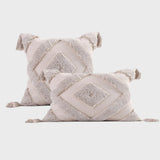 Maxbell Boho Moroccan Throw Pillow Covers Sofa Bed Geometric Tassels Cushion Cases Beige 45x45cm