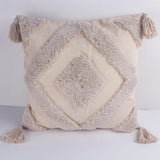 Maxbell Boho Moroccan Throw Pillow Covers Sofa Bed Geometric Tassels Cushion Cases Beige 45x45cm