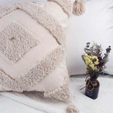 Maxbell Boho Moroccan Throw Pillow Covers Sofa Bed Geometric Tassels Cushion Cases Beige 45x45cm