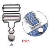 Maxbell 12Set Metal Fasteners Clip Brace Buckles Suspenders Buckles with Slider 40mm