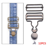 Maxbell 12Set Metal Fasteners Clip Brace Buckles Suspenders Buckles with Slider 40mm