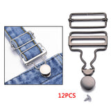 Maxbell 12Set Metal Fasteners Clip Brace Buckles Suspenders Buckles with Slider 40mm