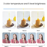 Maxbell Foldable LED Selfie Light with Tripod Dimmable 3 Colors 5 Level brightness