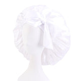 Maxbell Women Satin Silk Bonnet Night Sleeping Caps Hat For Long Curly White