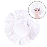 Maxbell Women Satin Silk Bonnet Night Sleeping Caps Hat For Long Curly White