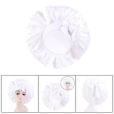 Maxbell Women Satin Silk Bonnet Night Sleeping Caps Hat For Long Curly White