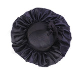 Maxbell Women Satin Silk Bonnet Night Sleeping Caps Hat For Long Curly Black