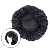 Maxbell Women Satin Silk Bonnet Night Sleeping Caps Hat For Long Curly Black