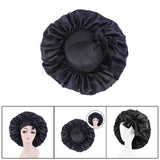 Maxbell Women Satin Silk Bonnet Night Sleeping Caps Hat For Long Curly Black