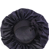 Maxbell Women Satin Silk Bonnet Night Sleeping Caps Hat For Long Curly Black