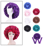 Maxbell Women Satin Silk Bonnet Night Sleeping Caps Hat For Long Curly Purple