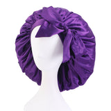 Maxbell Women Satin Silk Bonnet Night Sleeping Caps Hat For Long Curly Purple