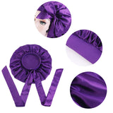 Maxbell Women Satin Silk Bonnet Night Sleeping Caps Hat For Long Curly Purple