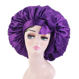 Maxbell Women Satin Silk Bonnet Night Sleeping Caps Hat For Long Curly Purple