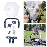 Maxbell Motorcycle Windshield WindScreen Wind Deflector w/Mounting Bracket  Black