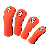 Maxbell 4x Golf Wood Headcover Drivers Covers Protection Guard w/Big Number Orange