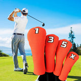 Maxbell 4x Golf Wood Headcover Drivers Covers Protection Guard w/Big Number Orange