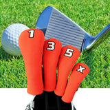 Maxbell 4x Golf Wood Headcover Drivers Covers Protection Guard w/Big Number Orange