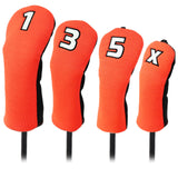 Maxbell 4x Golf Wood Headcover Drivers Covers Protection Guard w/Big Number Orange