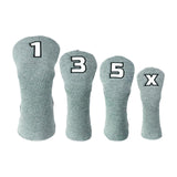 Maxbell 4x Golf Wood Headcover Drivers Covers Protection Guard w/Big Number Grey